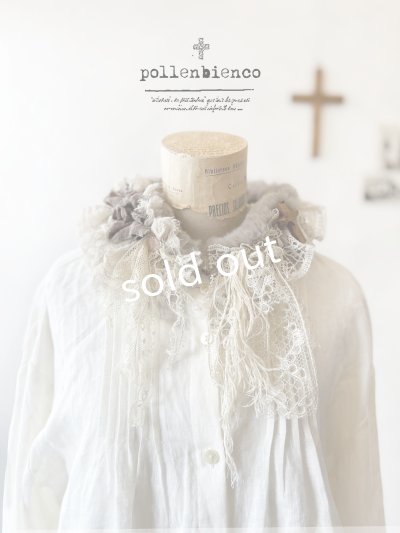 画像1: pollenbienco／アンティークレースのファーティペット・A