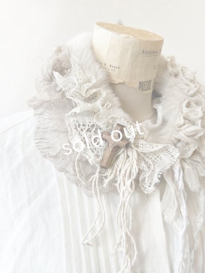 画像3: pollenbienco／アンティークレースのファーティペット・C