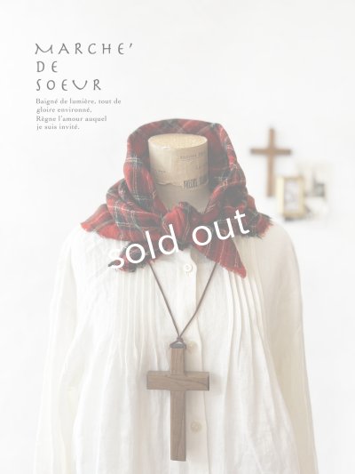 画像1: MARCHE' DE SOEUR／ウールガーゼのストール・赤チェック