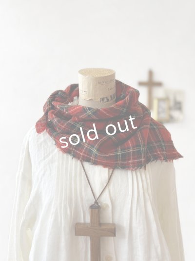 画像6: MARCHE' DE SOEUR／ウールガーゼのストール・赤チェック