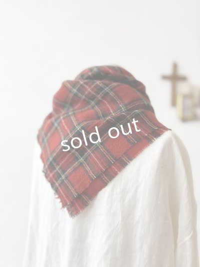 画像8: MARCHE' DE SOEUR／ウールガーゼのストール・赤チェック