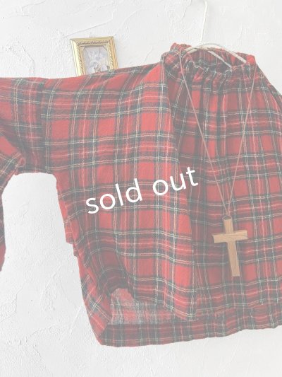 画像7: MARCHE' DE SOEUR／ウールガーゼのプルオーバー・赤チェック