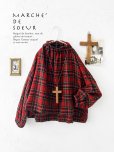 画像1: MARCHE' DE SOEUR／ウールガーゼのプルオーバー・赤チェック (1)