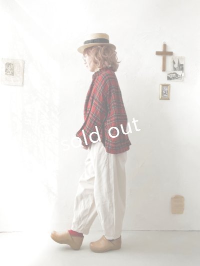 画像14: MARCHE' DE SOEUR／ウールガーゼのプルオーバー・赤チェック