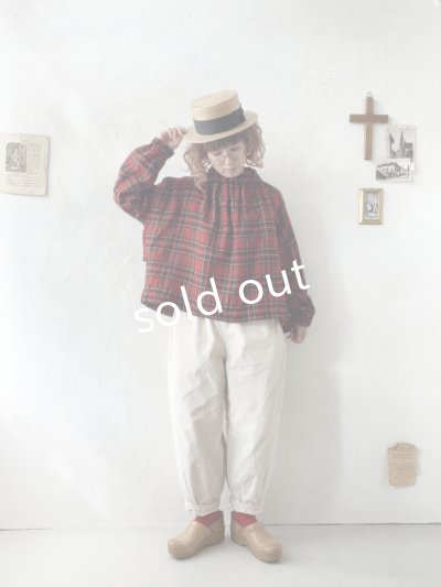 画像12: MARCHE' DE SOEUR／ウールガーゼのプルオーバー・赤チェック