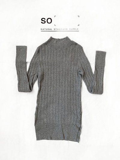 画像1: SO／モックネックカットソー・グレー