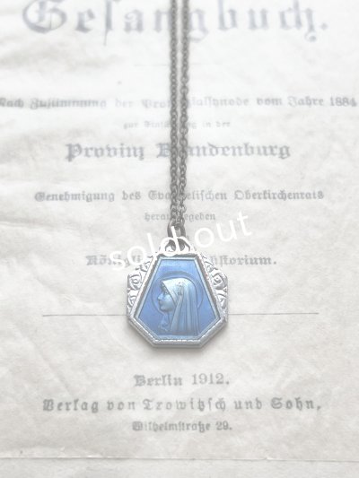 画像1: antique／ルルドの泉のメダイネックレス・ブルー