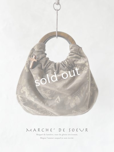 画像1: MARCHE' DE SOEUR／木の持ち手バッグ・ベルベット