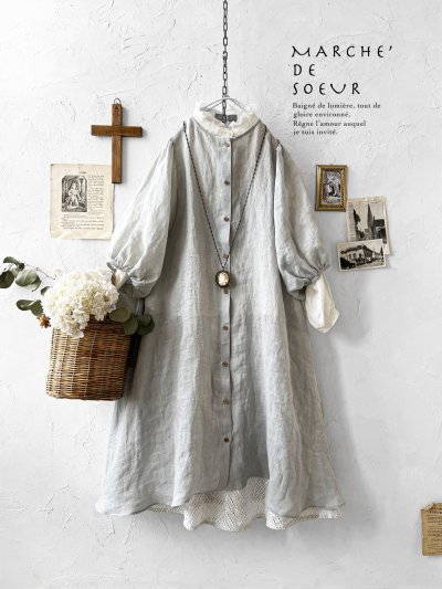 画像1: MARCHE' DE SOEUR／ホイップガーゼワンピース・アイスグレー