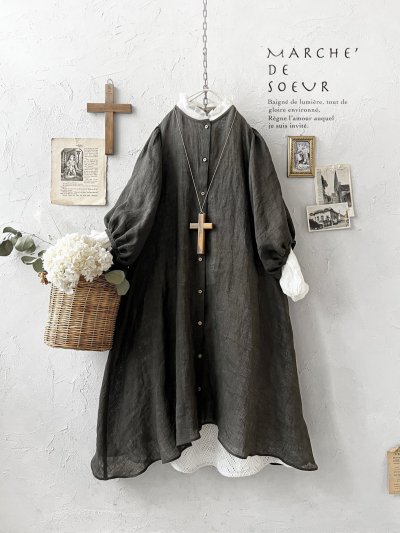 画像1: MARCHE' DE SOEUR／ホイップガーゼワンピース・チャコール