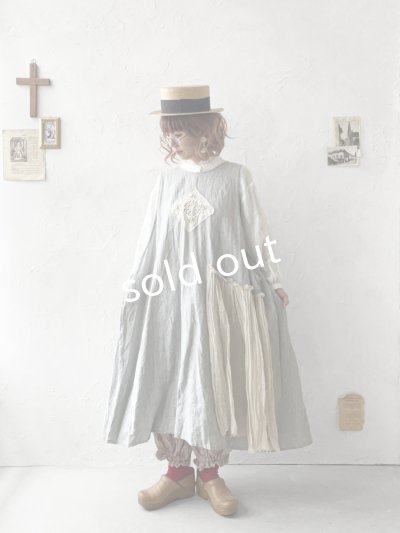 画像10: MARCHE' DE SOEUR／アンティークレース付きタブリエドレス・アイスグレー