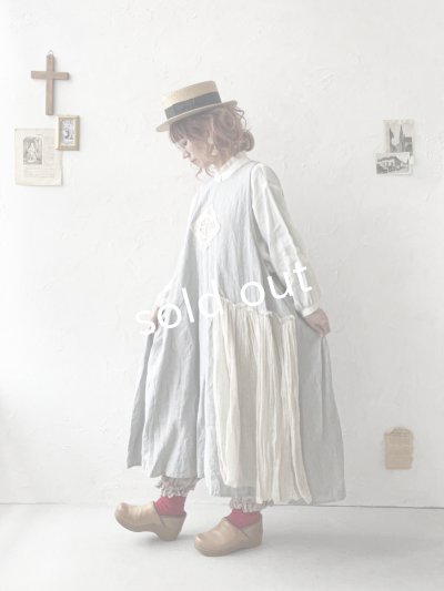 画像9: MARCHE' DE SOEUR／アンティークレース付きタブリエドレス・アイスグレー