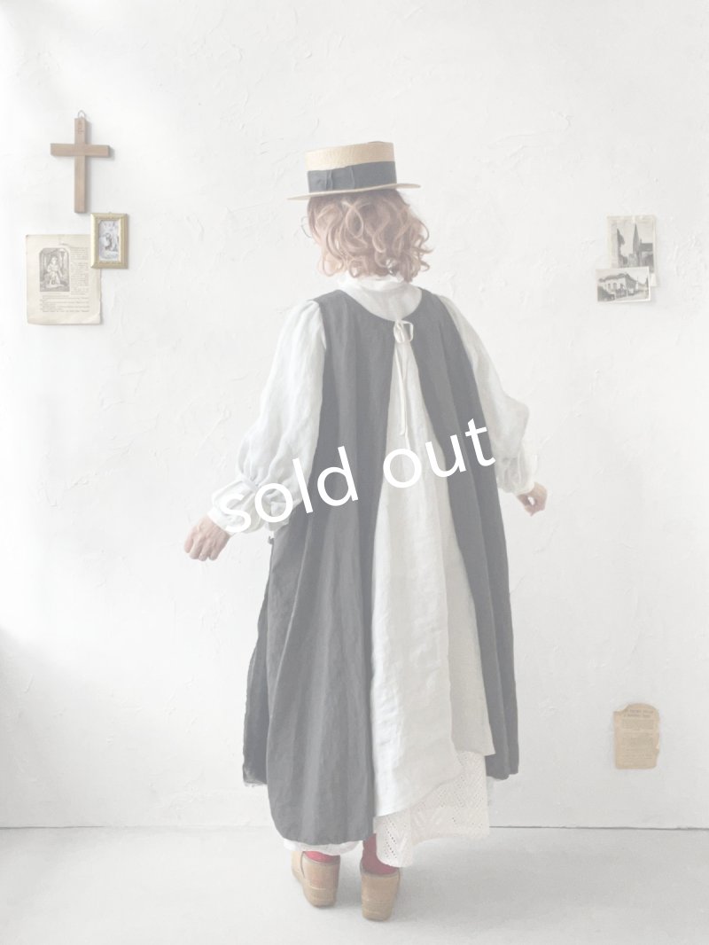 画像12: MARCHE' DE SOEUR／アンティークレース付きタブリエドレス・スミクロ (12)