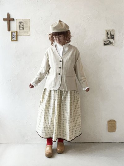 画像8: le ciel／ボタニカルプリントスカート・チャコールグレー