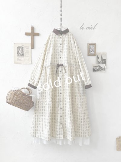 画像1: le ciel／ボタニカルプリントワンピース・アイボリー