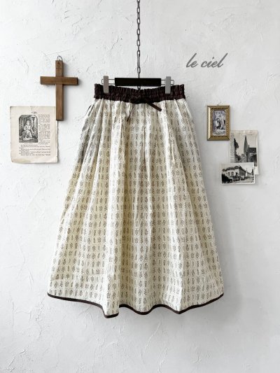 画像1: le ciel／ボタニカルプリントスカート・アイボリー
