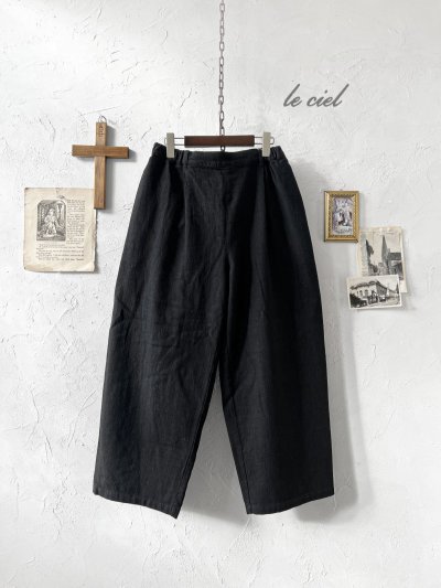 画像1: le ciel／タックパンツ・黒