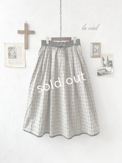 画像1: le ciel／ボタニカルプリントスカート・チャコールグレー