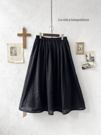 le ciel a tempsdoux／刺繍レース2wayスカート・黒