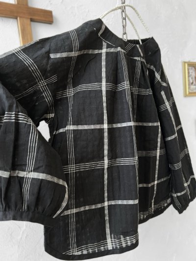 画像6: le ciel a tempsdoux／先染めチェックブラウス・黒