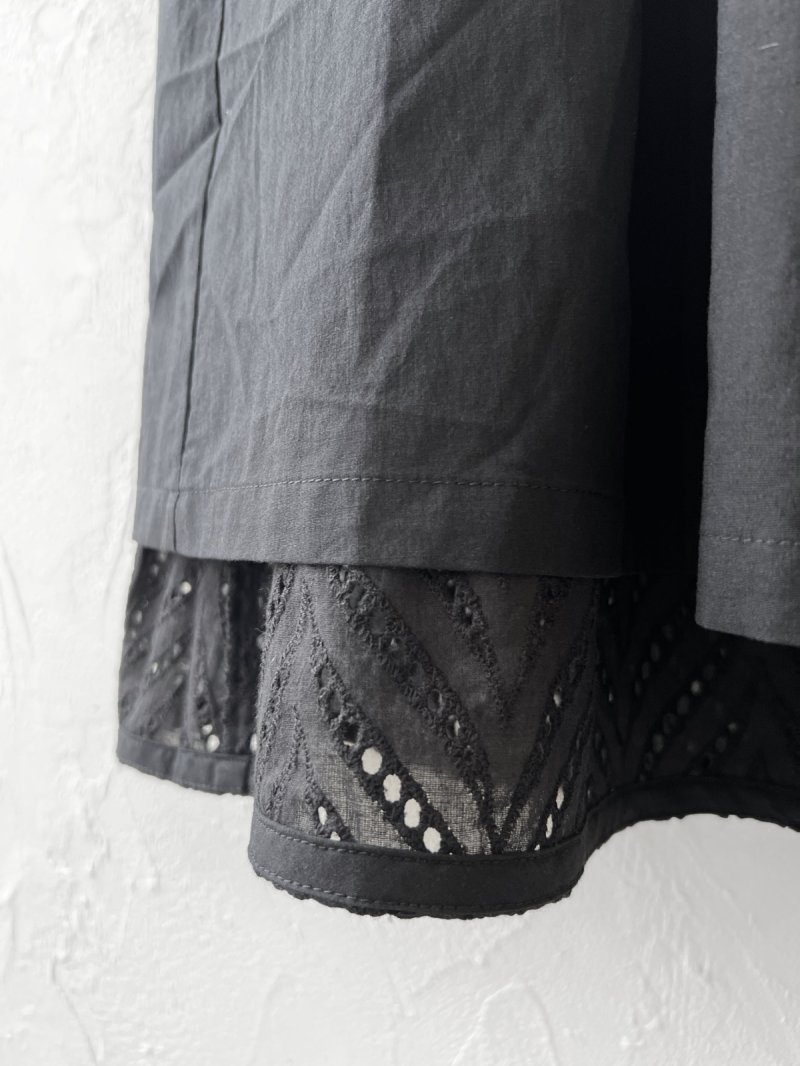 画像7: le ciel a tempsdoux／刺繍レース2wayスカート・黒 (7)
