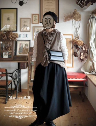 画像1: Reliure／FRILL VEST・moca tweed