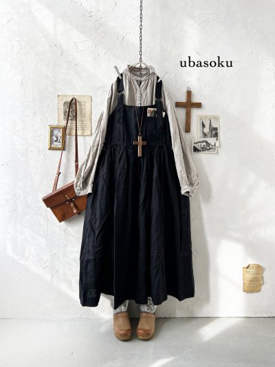 画像1: ubasoku/0020 2wayポケットジャンパースカート・黒