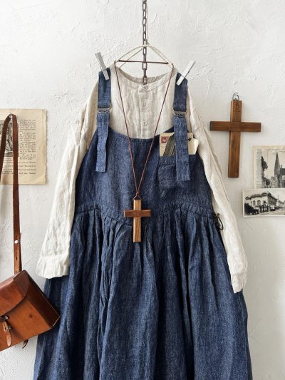 画像3: ubasoku/0021 2wayポケットジャンパースカート・インディゴ