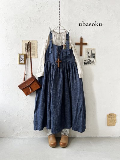 画像2: ubasoku/0021 2wayポケットジャンパースカート・インディゴ