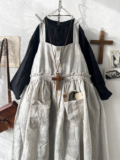 画像7: ubasoku/0020 2wayポケットジャンパースカート・ナチュラル