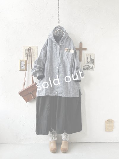 画像3: ubasoku/0016 フード付きバルーンブラウス・ネイビーシャンブレー