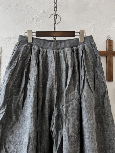 画像2: ubasoku/0055 ウエストリブボリュームパンツ・ブラックシャンブレー