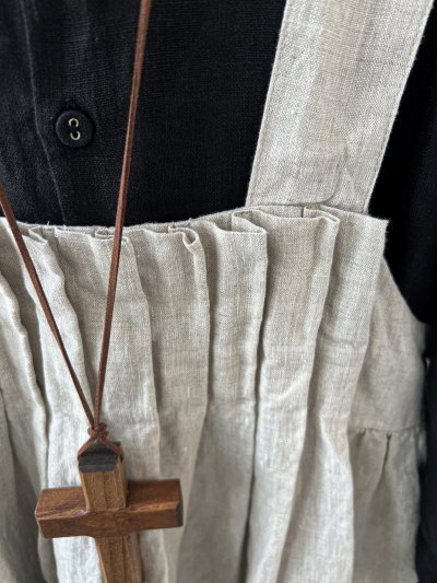 画像5: ubasoku/0023 裾レースのタックジャンパースカート・ナチュラル