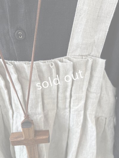 画像5: ubasoku/0023 裾レースのタックジャンパースカート・ナチュラル