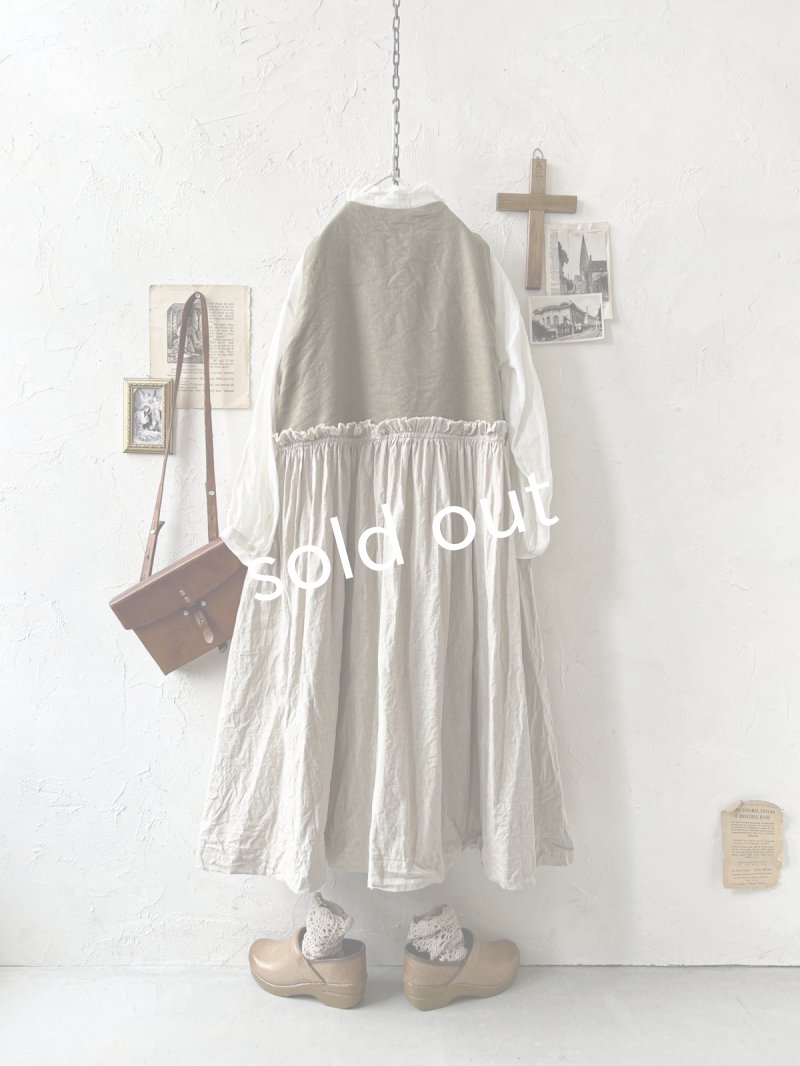 画像8: MARCHE' DE SOEUR／ベストワンピース・オリーブベージュ×生成り (8)