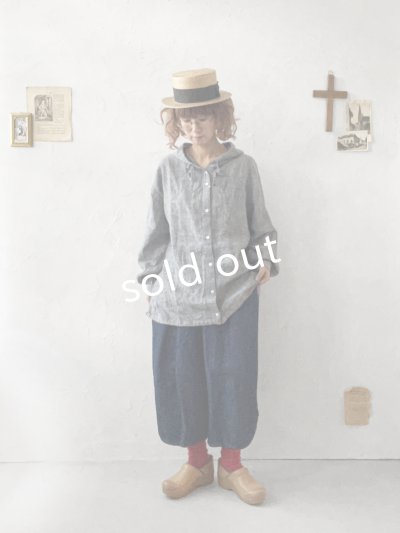 画像14: ubasoku/0016 フード付きバルーンブラウス・ネイビーシャンブレー