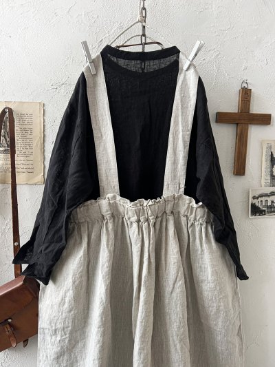 画像7: ubasoku/0023 裾レースのタックジャンパースカート・ナチュラル