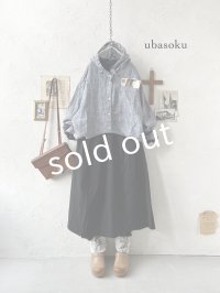 ubasoku/0016 フード付きバルーンブラウス・ネイビーシャンブレー