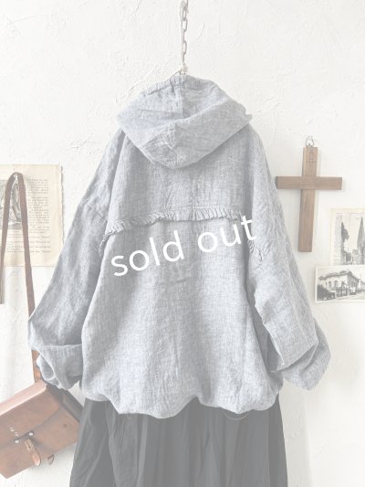 画像10: ubasoku/0016 フード付きバルーンブラウス・ネイビーシャンブレー