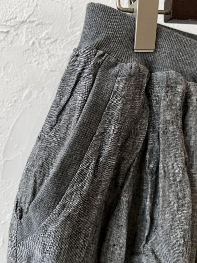 画像3: ubasoku/0055 ウエストリブボリュームパンツ・ブラックシャンブレー