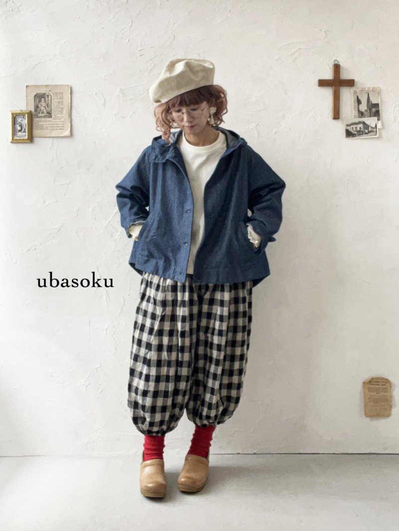 画像2: ubasoku/0152 フードデニムジャケット・インディゴ (2)