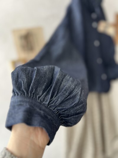 画像5: ubasoku/0017 フード付きデニムバルーンブラウス・インディゴ