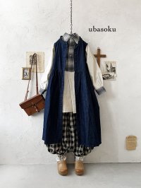 ubasoku/0116 ノースリーブワンピース・インディゴ
