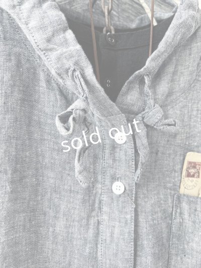 画像6: ubasoku/0016 フード付きバルーンブラウス・ネイビーシャンブレー