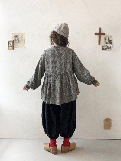 画像11: ubasoku/0107 パフ袖ギャザーブラウス・ギンガム