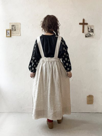 画像12: ubasoku/0023 裾レースのタックジャンパースカート・ナチュラル