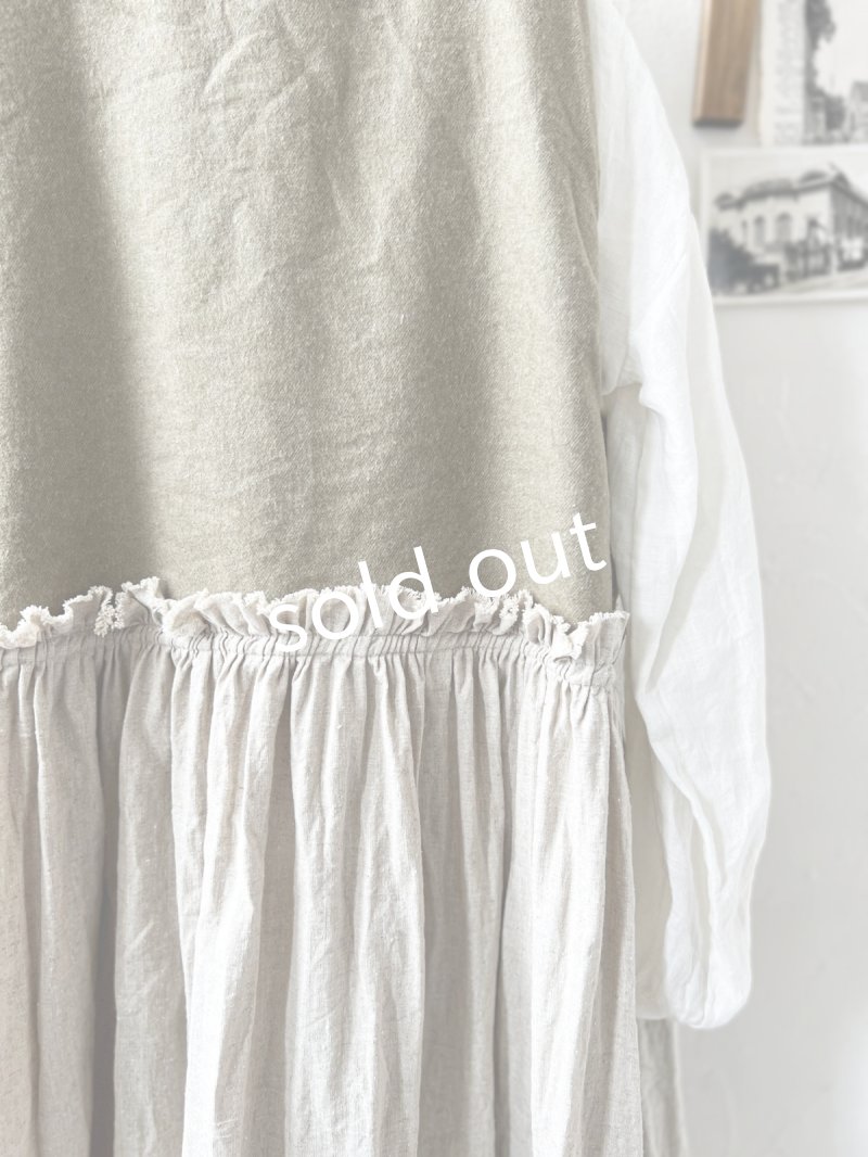 画像9: MARCHE' DE SOEUR／ベストワンピース・オリーブベージュ×生成り (9)