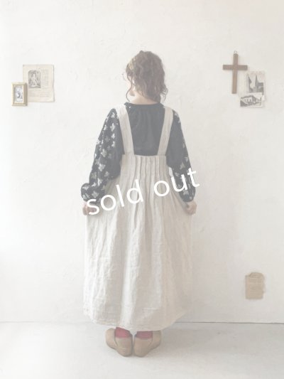 画像14: ubasoku/0023 裾レースのタックジャンパースカート・ナチュラル