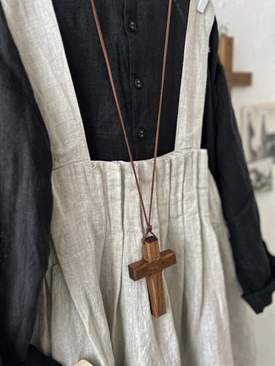 画像3: ubasoku/0023 裾レースのタックジャンパースカート・ナチュラル