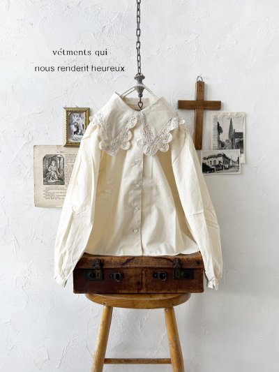 画像2: nous rendent heureux／バテンレース襟ブラウス・ライトベージュ